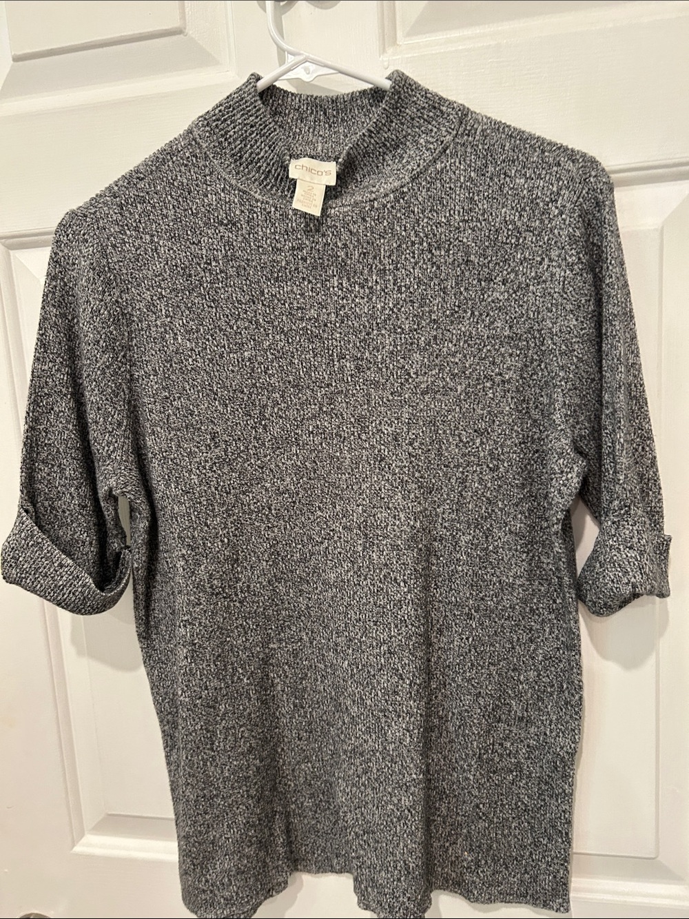 Chico's Marled Gray Mock Turtleneck Sweater Size L